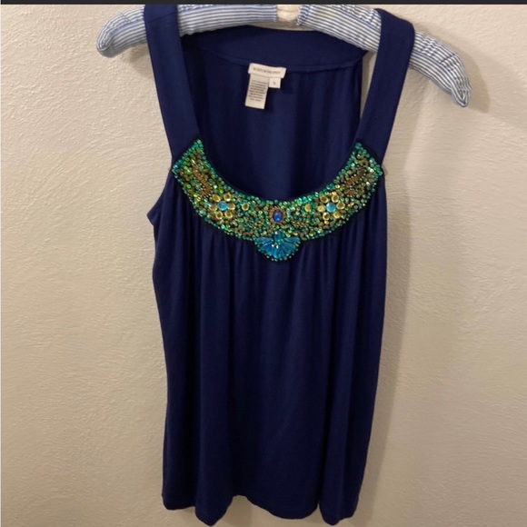 Boston Proper beautifully jeweled and flowy tank top retail $69 - Picture 2 of 3